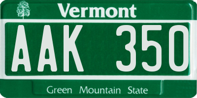 VT license plate AAK350