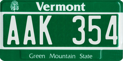 VT license plate AAK354