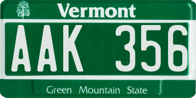 VT license plate AAK356