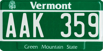 VT license plate AAK359