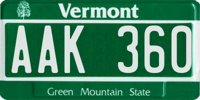 VT license plate AAK360