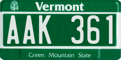 VT license plate AAK361