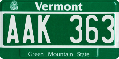 VT license plate AAK363