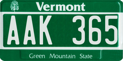 VT license plate AAK365