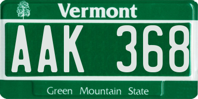 VT license plate AAK368