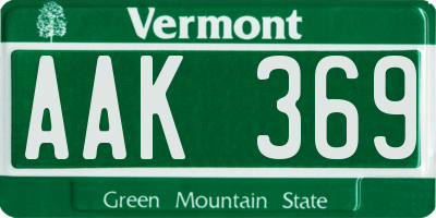 VT license plate AAK369