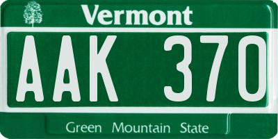 VT license plate AAK370