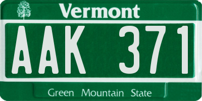 VT license plate AAK371