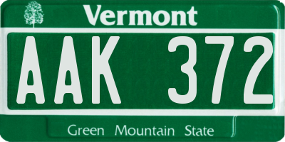 VT license plate AAK372