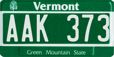 VT license plate AAK373