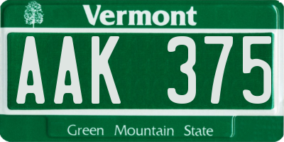 VT license plate AAK375