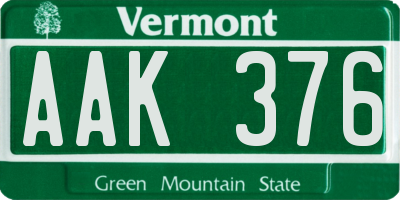 VT license plate AAK376