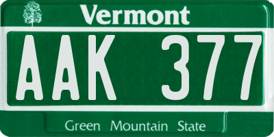 VT license plate AAK377