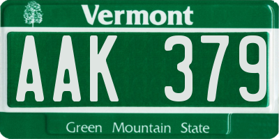 VT license plate AAK379