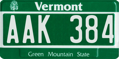 VT license plate AAK384