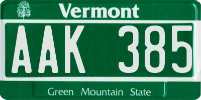 VT license plate AAK385