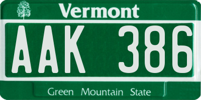 VT license plate AAK386