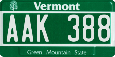 VT license plate AAK388