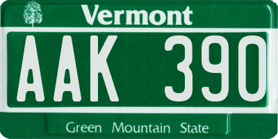 VT license plate AAK390