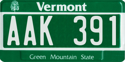 VT license plate AAK391