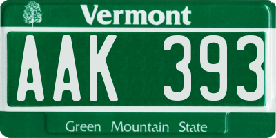 VT license plate AAK393