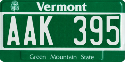 VT license plate AAK395