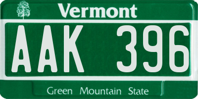 VT license plate AAK396