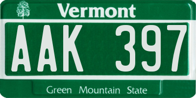 VT license plate AAK397