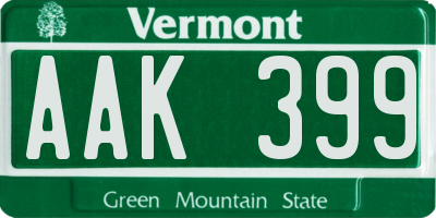 VT license plate AAK399