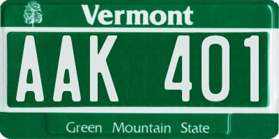 VT license plate AAK401