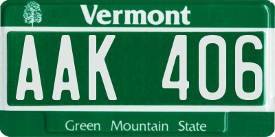 VT license plate AAK406