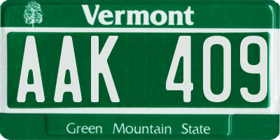 VT license plate AAK409