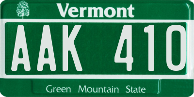 VT license plate AAK410