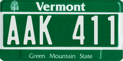 VT license plate AAK411