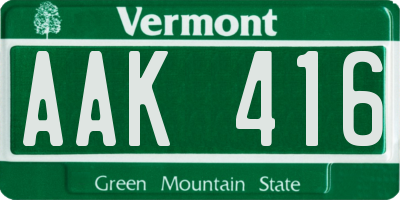 VT license plate AAK416