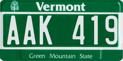 VT license plate AAK419