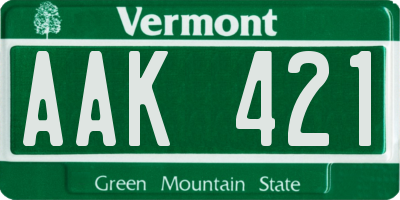 VT license plate AAK421