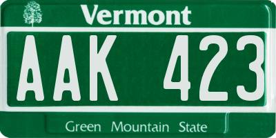 VT license plate AAK423