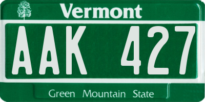 VT license plate AAK427