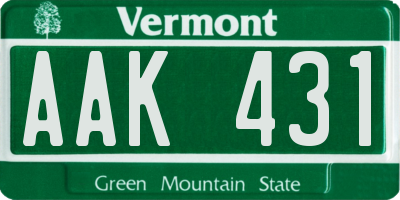 VT license plate AAK431