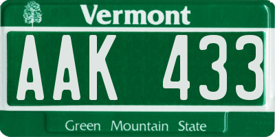 VT license plate AAK433