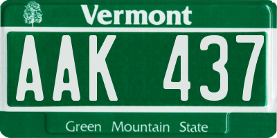 VT license plate AAK437