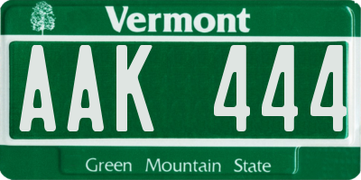 VT license plate AAK444