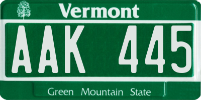 VT license plate AAK445