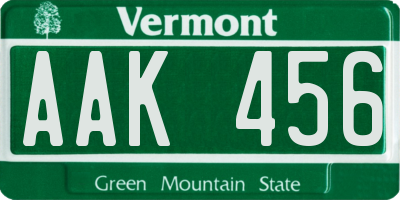 VT license plate AAK456