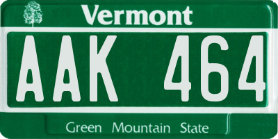 VT license plate AAK464