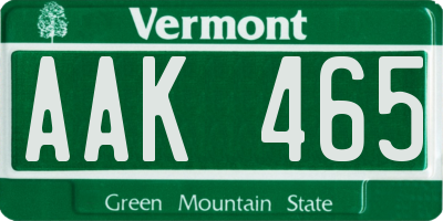 VT license plate AAK465