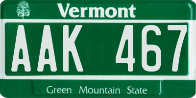 VT license plate AAK467