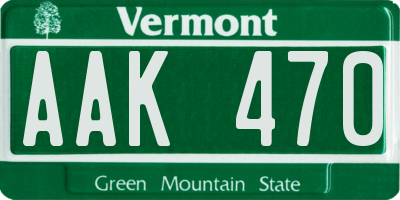 VT license plate AAK470