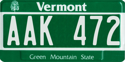 VT license plate AAK472